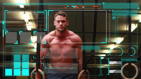 animación de la interfaz digital sobre el ejercicio del hombre fuerte