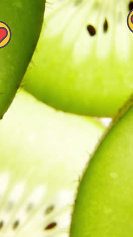 animation of heart icons over kiwi fruit