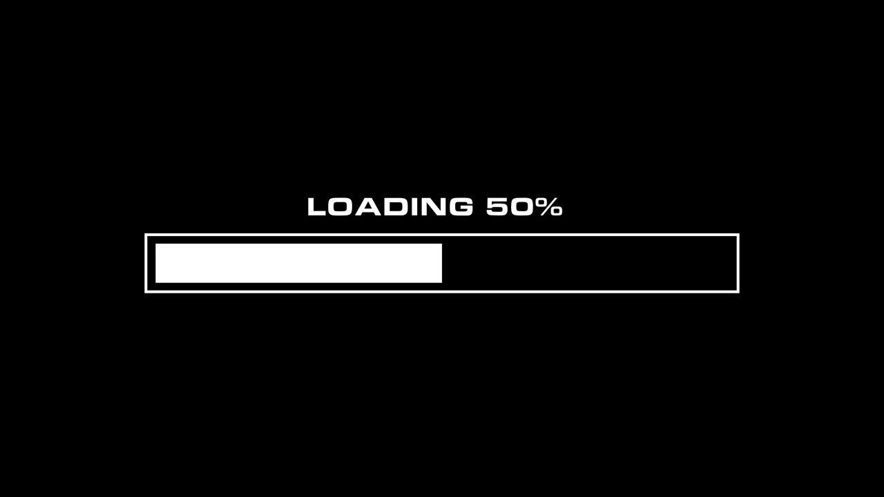 Digital Loading Progress Bar Animation on Black Background