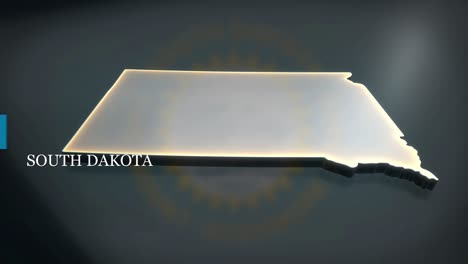 mapa animado en 3d de dakota del sur