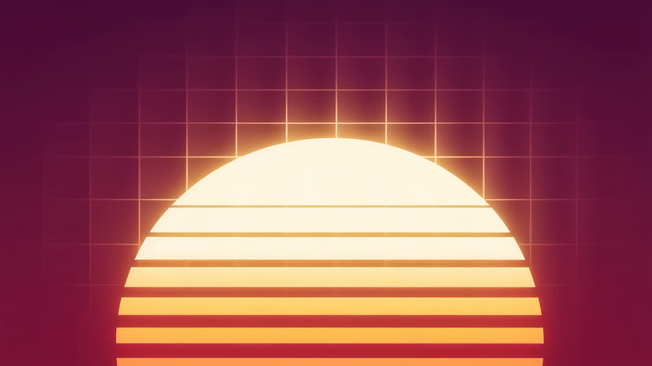 Retro Synthwave Sunset with Grid Background