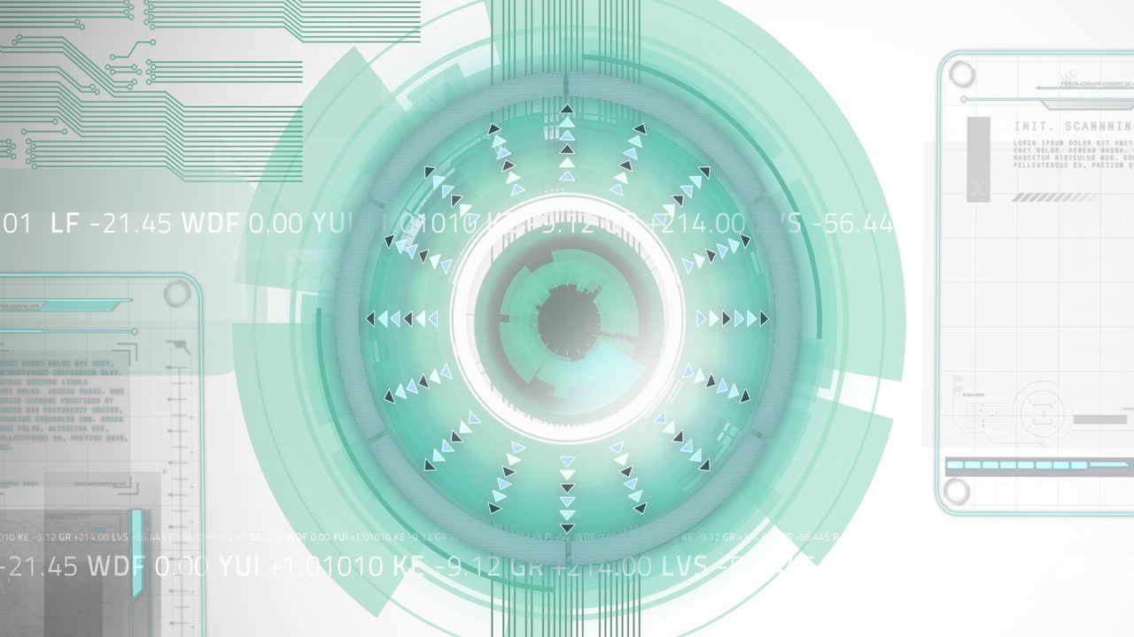 デジタル画面でのスキャンとデータ処理のアニメーション