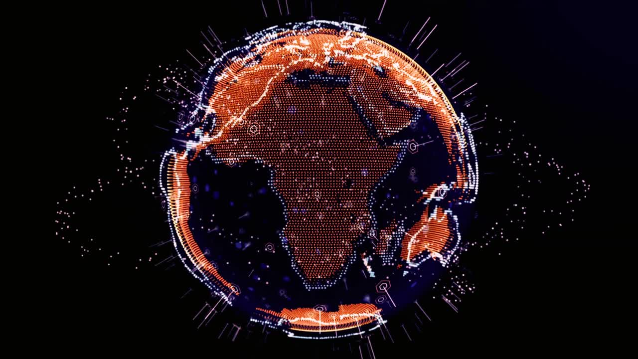 Futuristic Digital Earth Globe Rotating with Global Network Connections