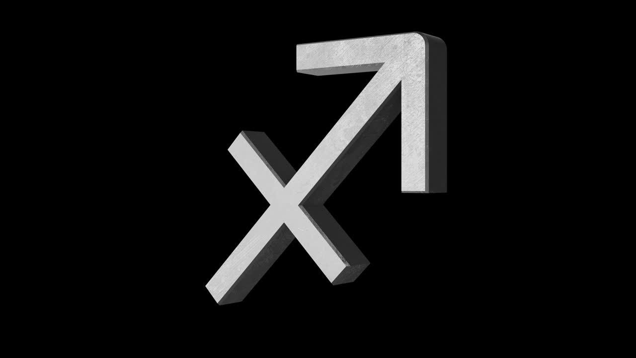 Sagittarius zodiac sign. Metal zinc. Alpha channel