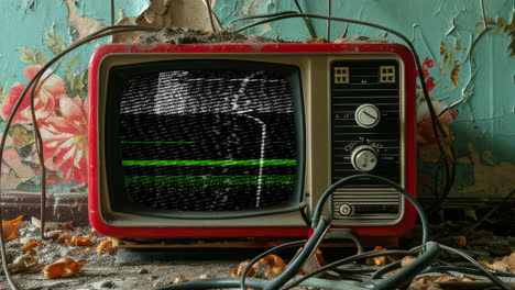 ai retro television sets with overlayed film glitch textures