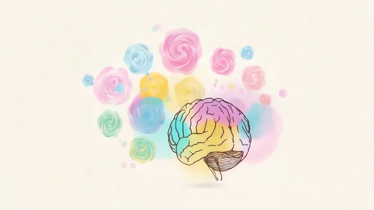 Brain with Floral Accents