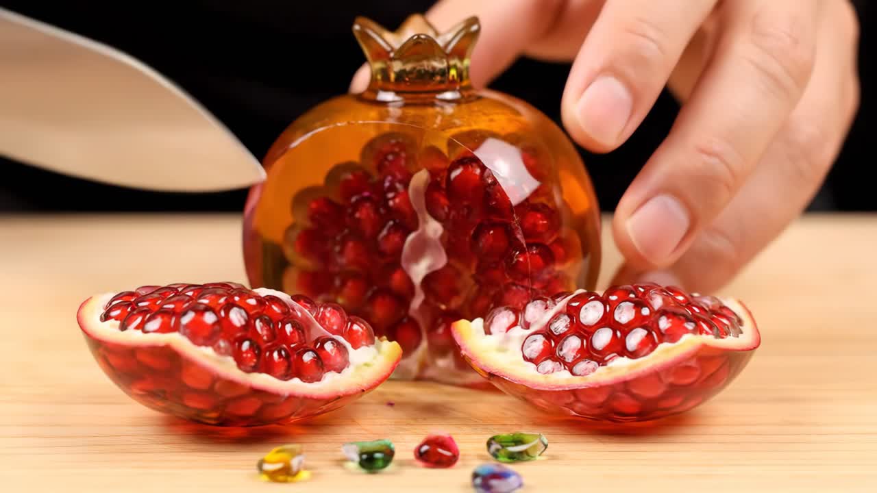 Skære en granatæbledessert