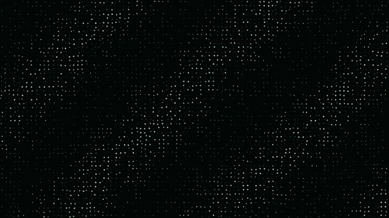 Abstract dark background featuring diagonal waves of glowing green dots. Ideal for technology, cyber security, data streams, and sci fi themed designs