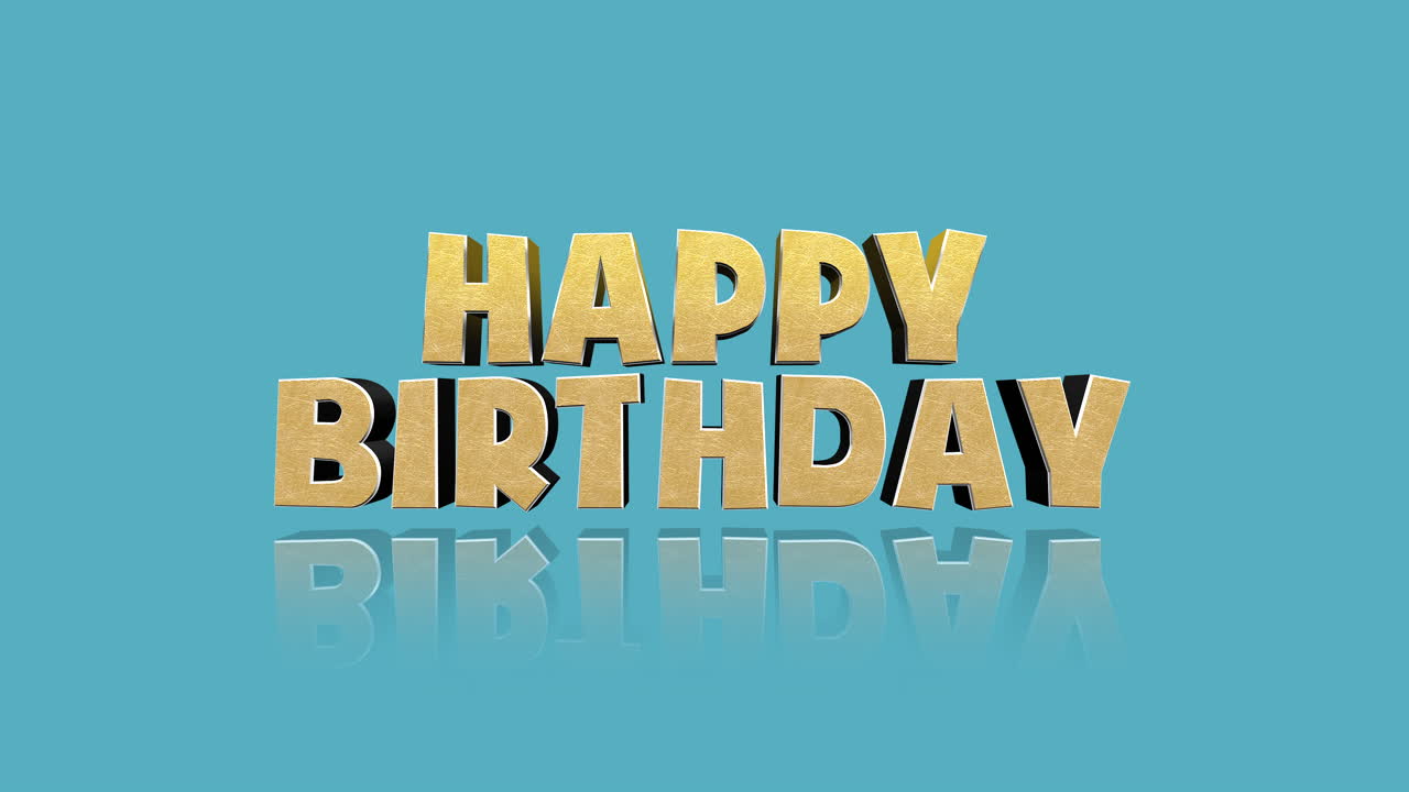 texto de felicitación de cumpleaños de dibujos animados en gradiente de moda azul