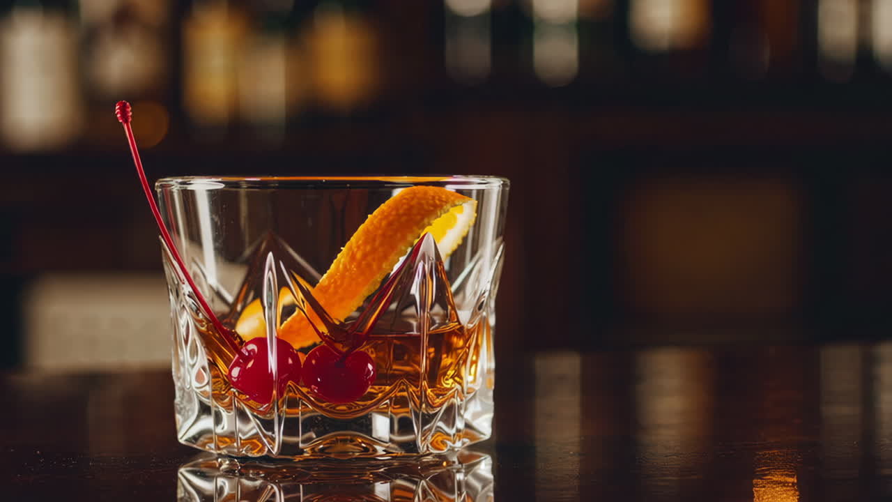 Old Fashioned Cocktail at a Bar