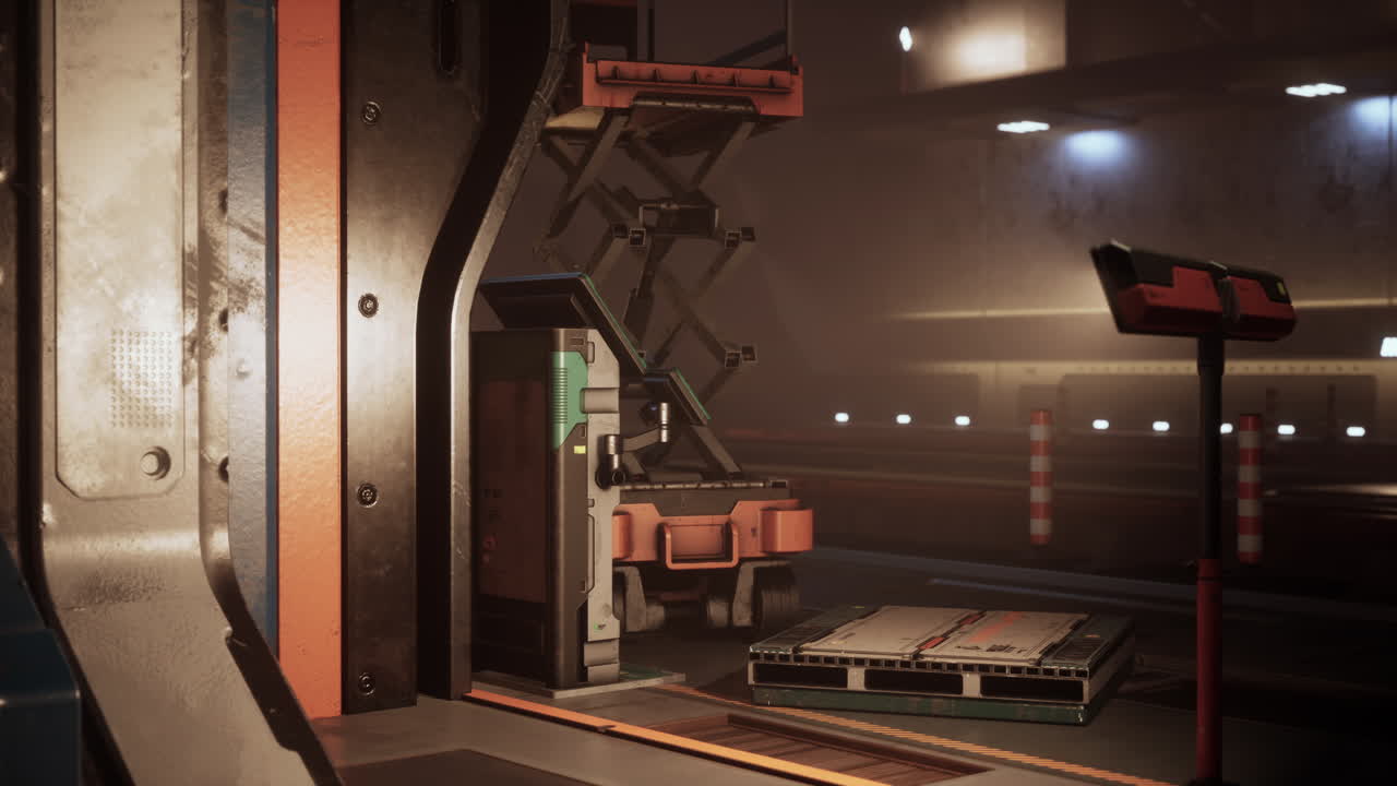 el puerto de carga del almacén de ciencia ficción futurista