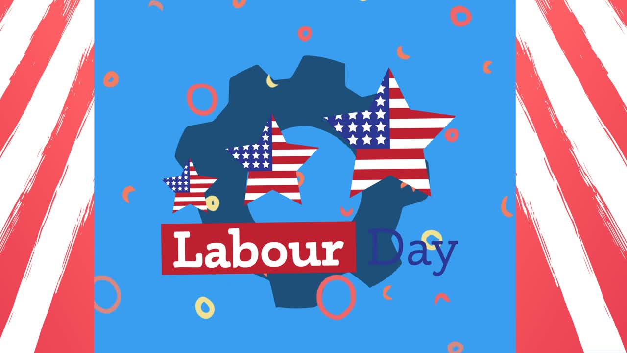 ⁇ , 별 및 미국  ⁇ 발 위에 노동의 날 텍스트의 애니메이션