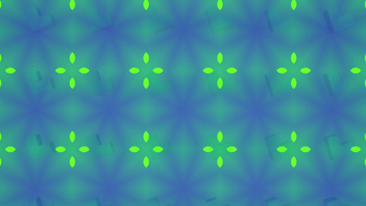 animación de coloridas estructuras caleidoscópicas en un patrón sin costuras contra un fondo azul