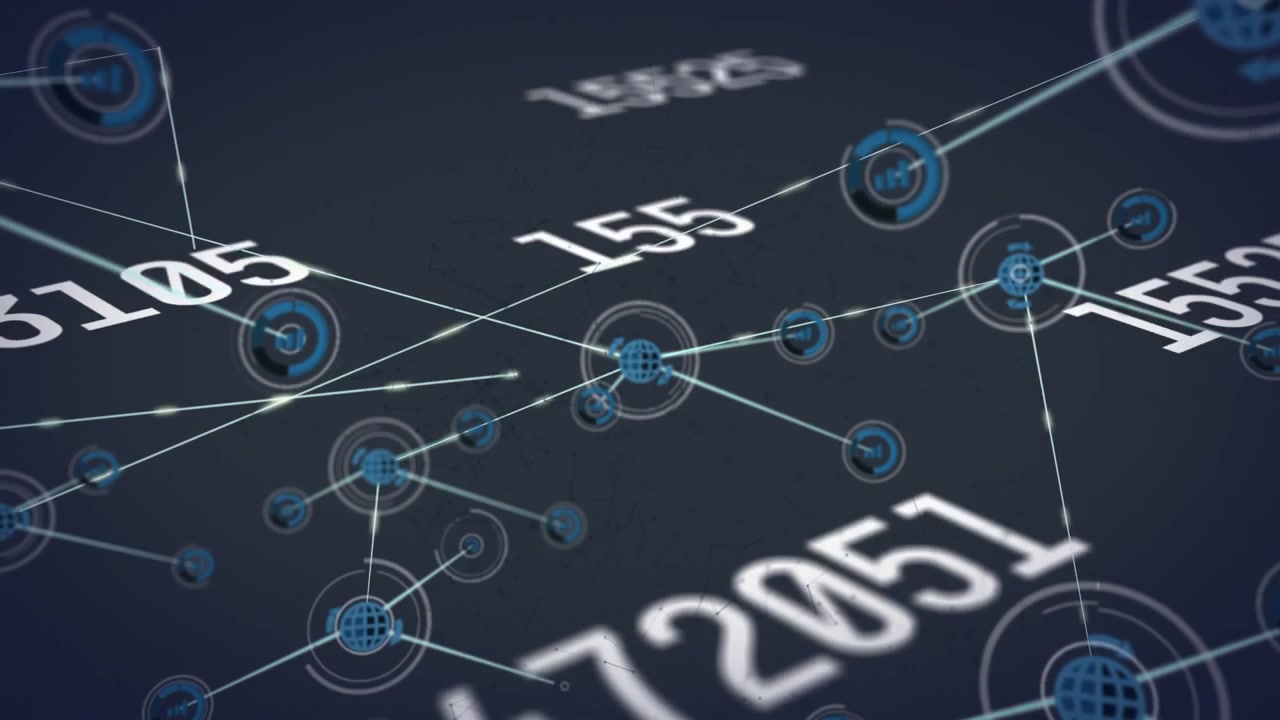 Digitalt bølgemønster og nummeranimation illustrerer global netværksdatabehandling.