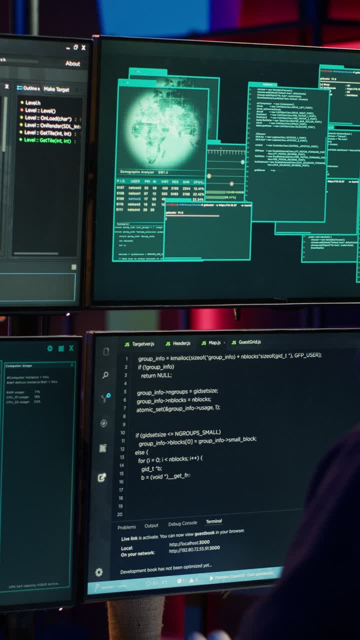 Vertical video Lone wolf hacker in secret hideout trying to hide online activity