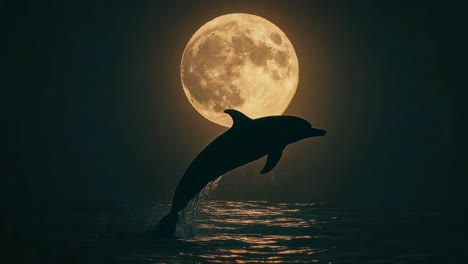 dolphin leaps under a full moon