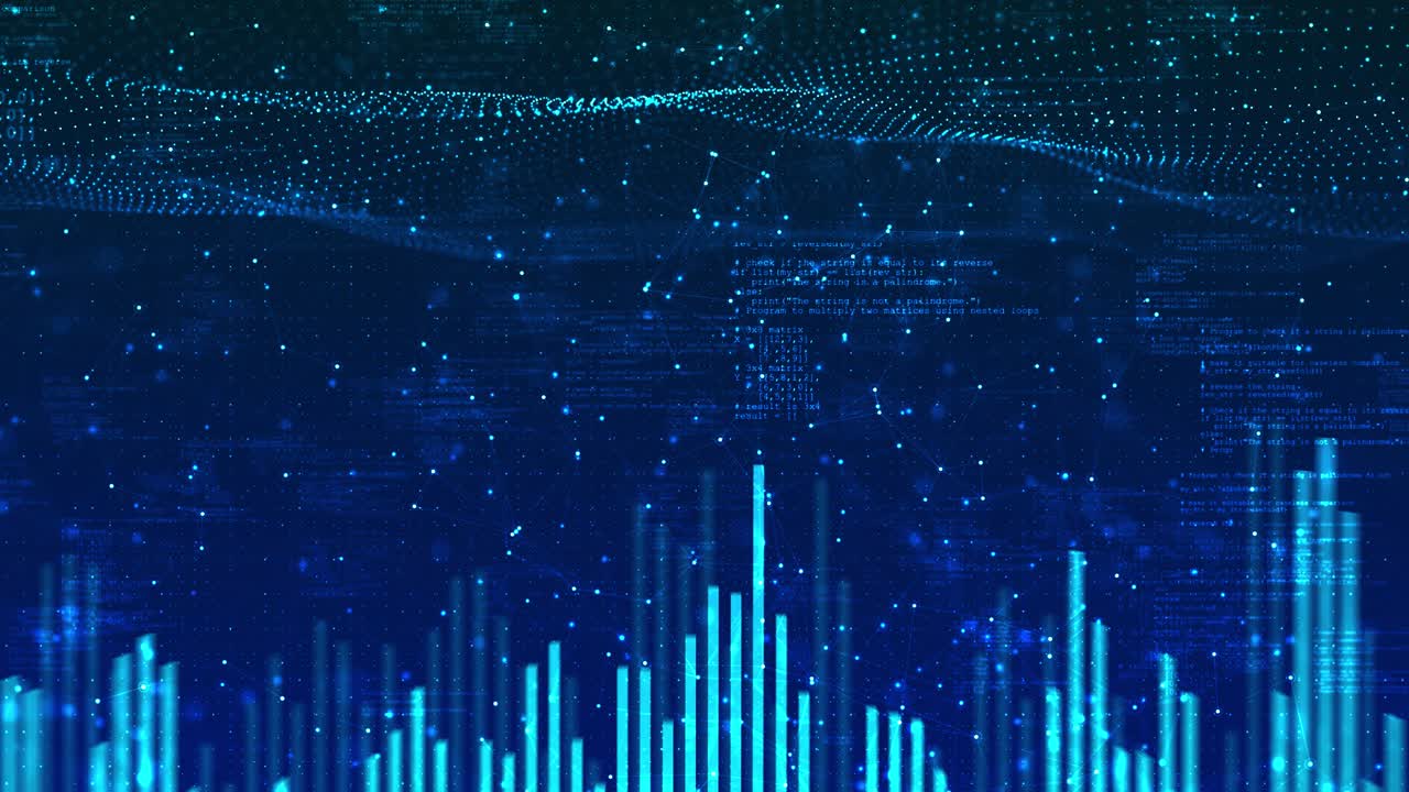 Futuristic digital matrix particles grid virtual reality abstract cyber space environment background