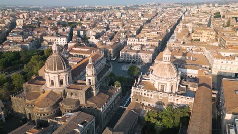 beautiful orbiting drone shot abvoe catania's main piazza