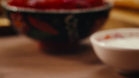 hummus in a decorative bowl