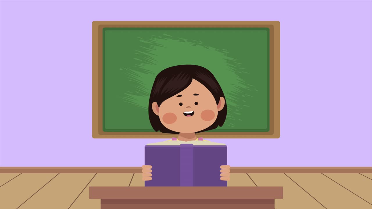 Girl Reading in a Classroom