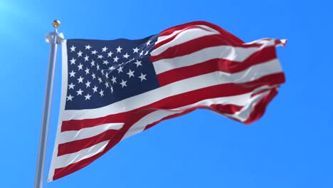 estados unidos de américa bandera ondeando con cielo azul, bucle