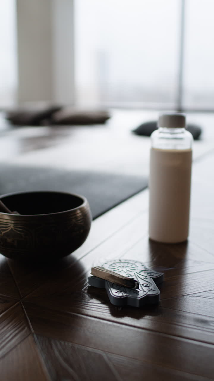 Yoga Studio Setup with Meditation Accessories