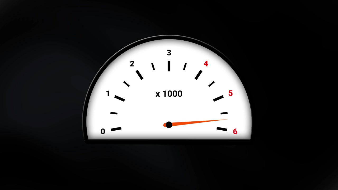Animated Tachometer Gauge Showing Engine RPM Fluctuations