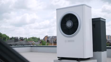 hvac heating, ventilation and air conditioning systems. heat pump on the roof