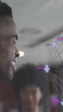 animation of connections over happy african american man