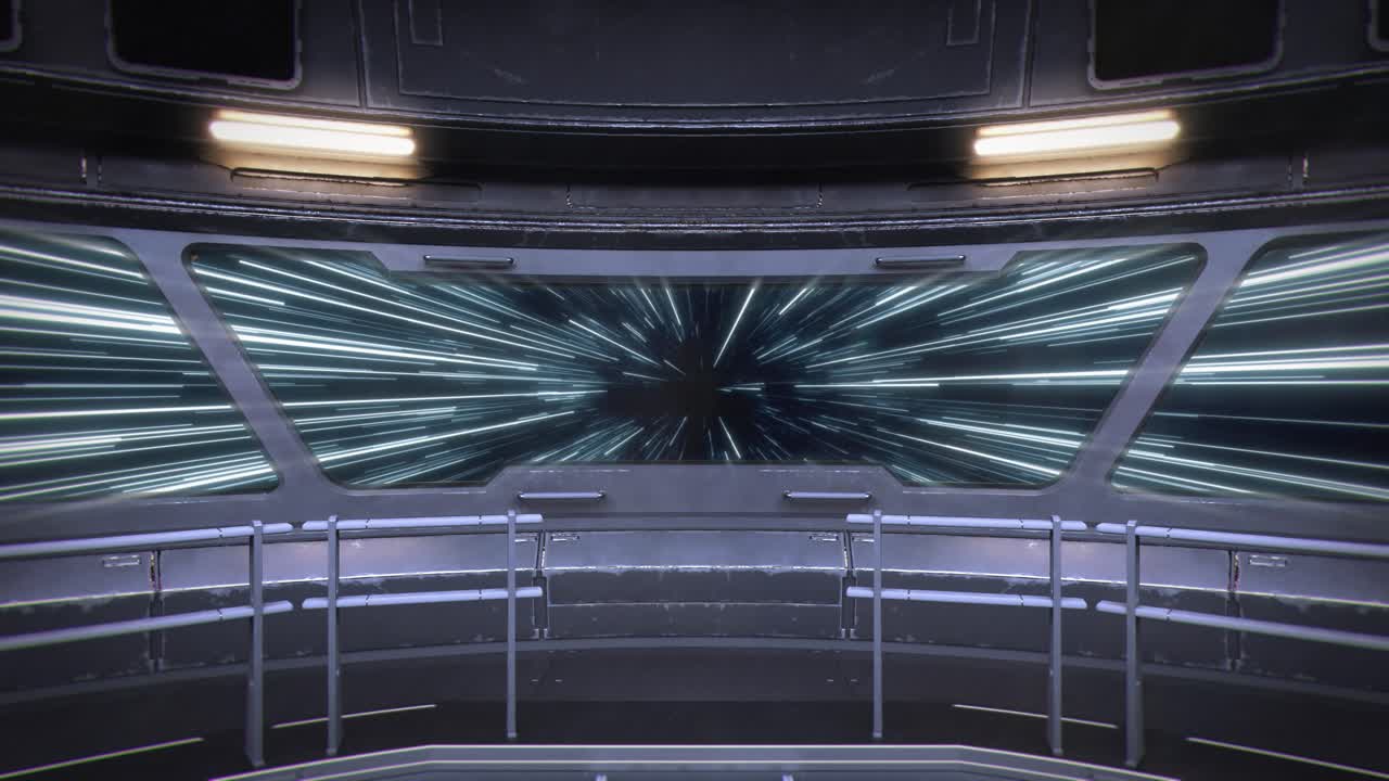 Going to Warp Speed as Seen Through a Spaceship Bridge Viewscreen