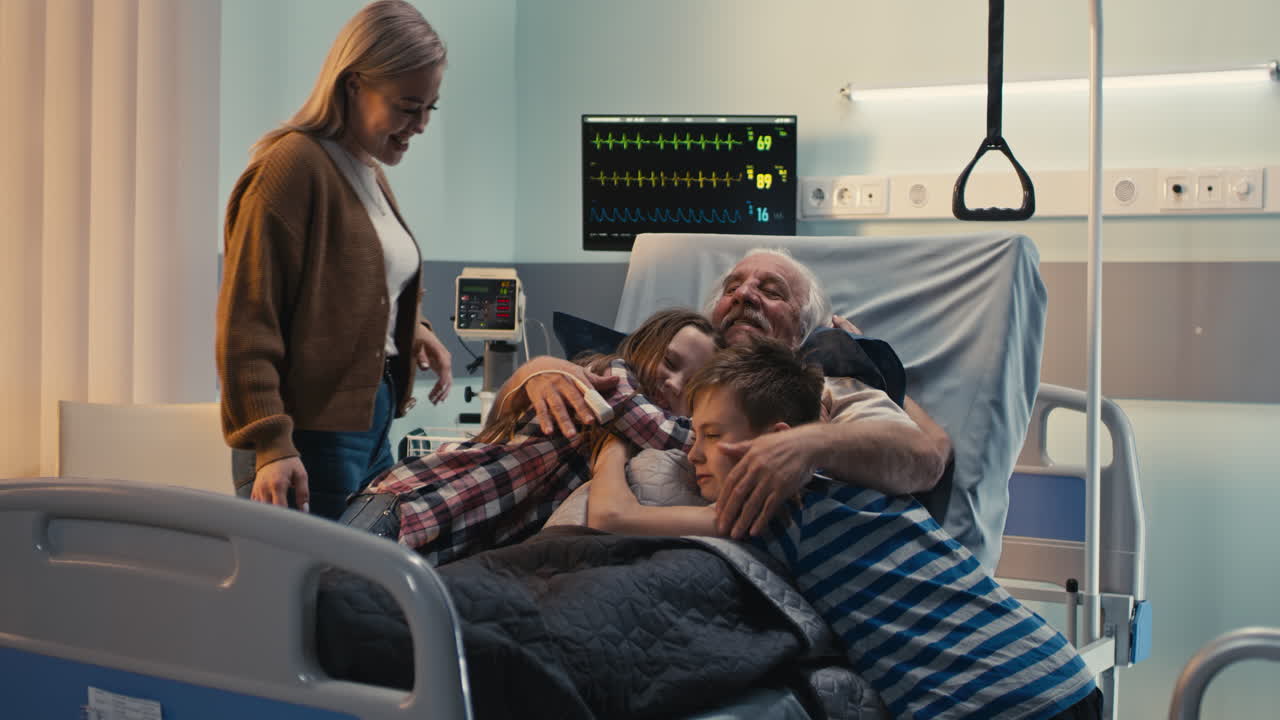 Family Visiting Grandparent in Hospital