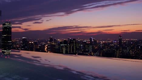 luxurious rooftop infinity pool mirroring gleaming metropolitan skyline, casting golden sunset reflections over architectural marvel with sophisticated urban elegance