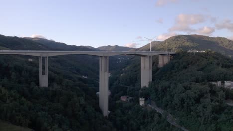 aerial view of a great road through the mountains in italy