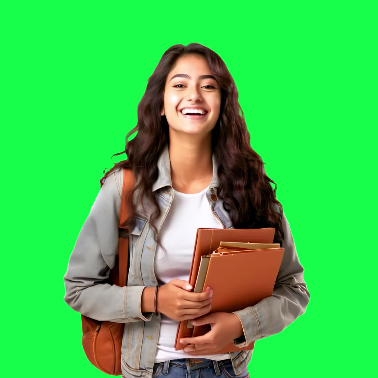 Studente sorridente che tiene in mano dei libri, animazione, video 4K trasparente, green screen