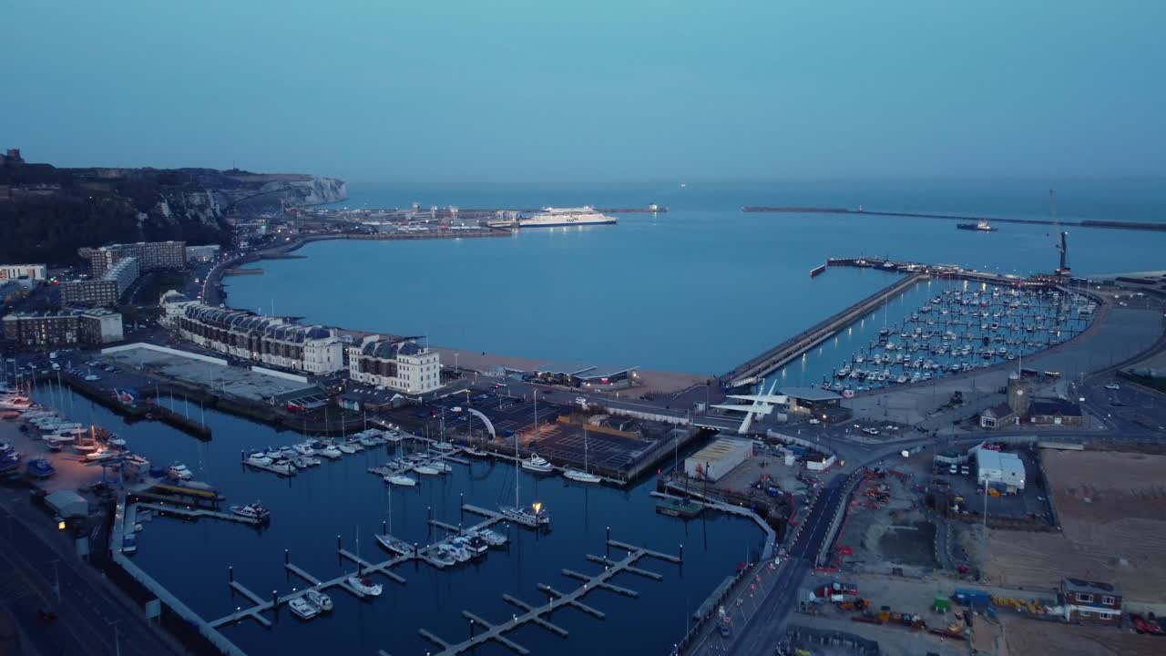 Aerial View of Dover Harbor at Dawn
