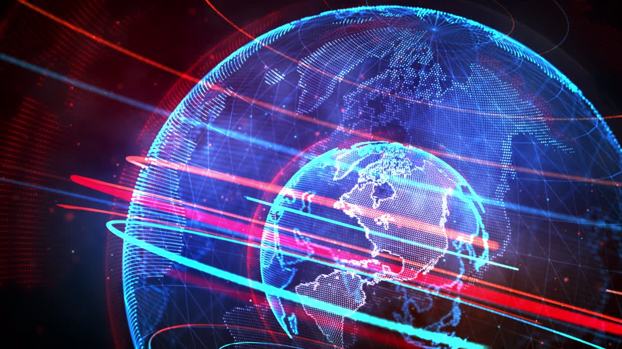 Global network, Technology digital data earth rotating, Abstract background animation 4K