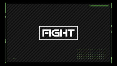 animación del efecto glitch sobre la interfaz con banner de texto de lucha contra fondo negro.