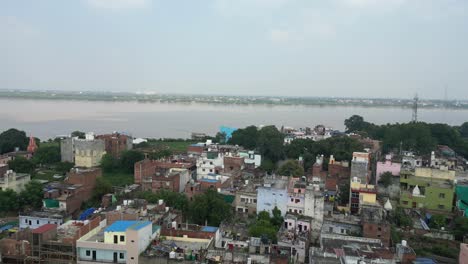 assi ghat drone view in varanasi