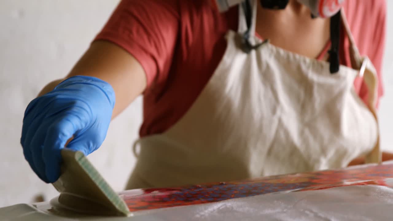 Woman making surfboard 4k
