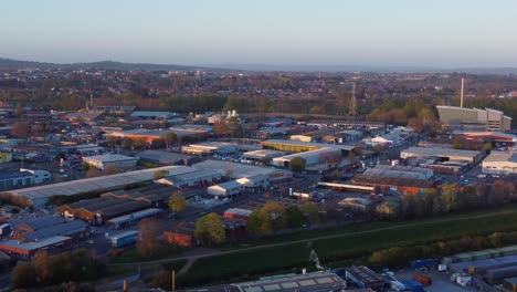 aerial view sideways dolly of exeter waste recover facility in the uk