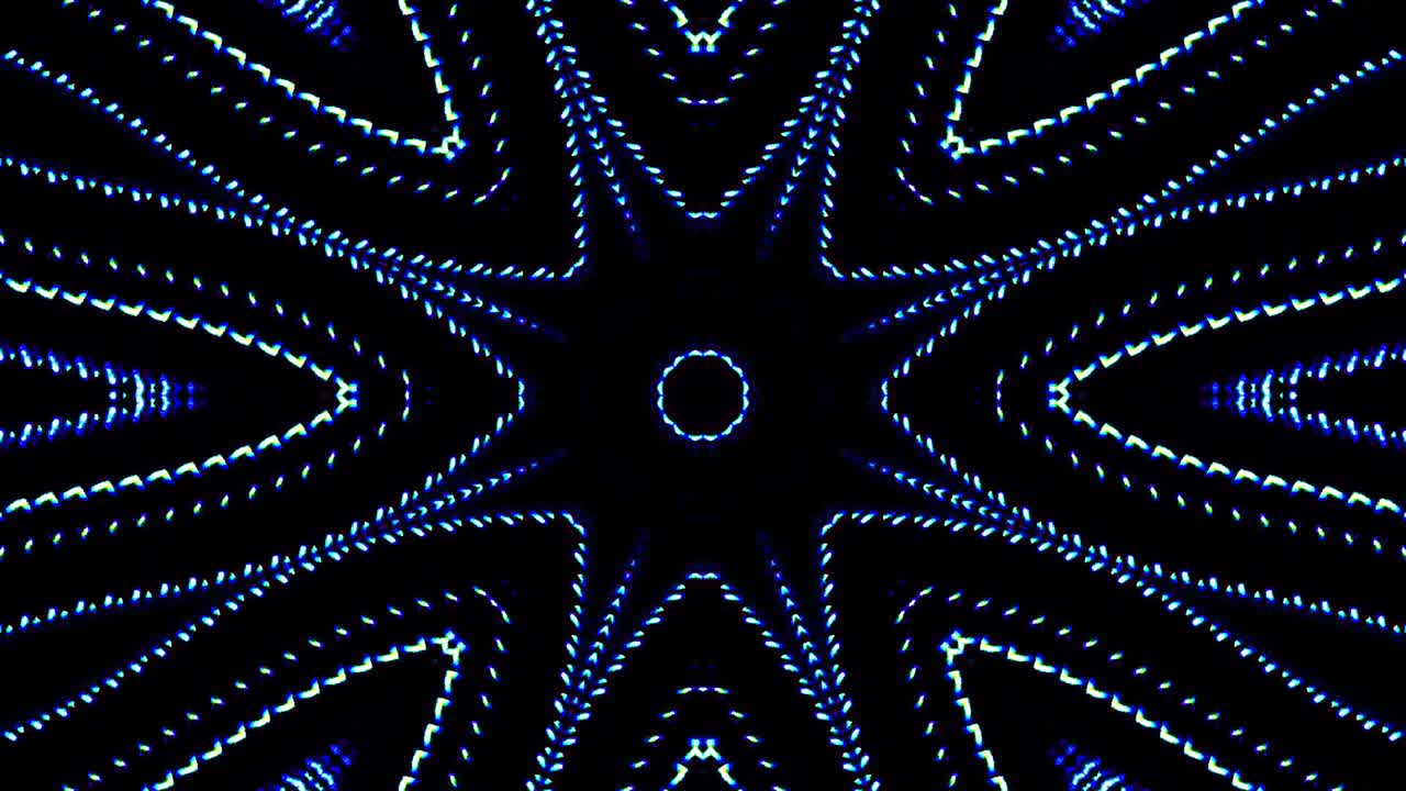 Bright abstract light governing full color, kaleidoscope, black background