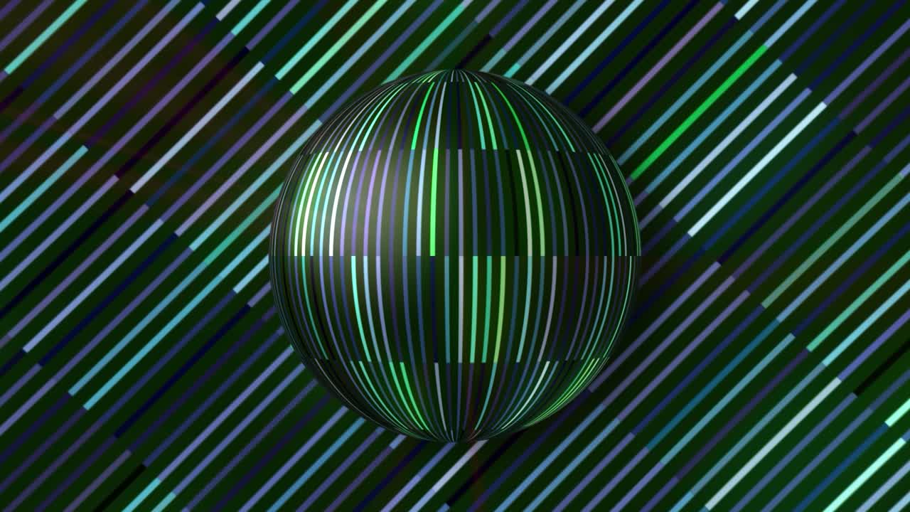 Abstract 3D Sphere with Lines and Geometric Patterns