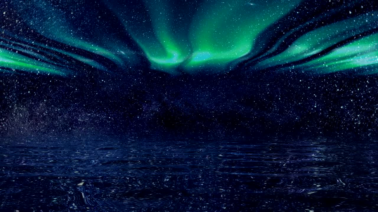 미래의 밤하늘과 북극의 배경