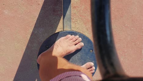 barefoot on exercise platform