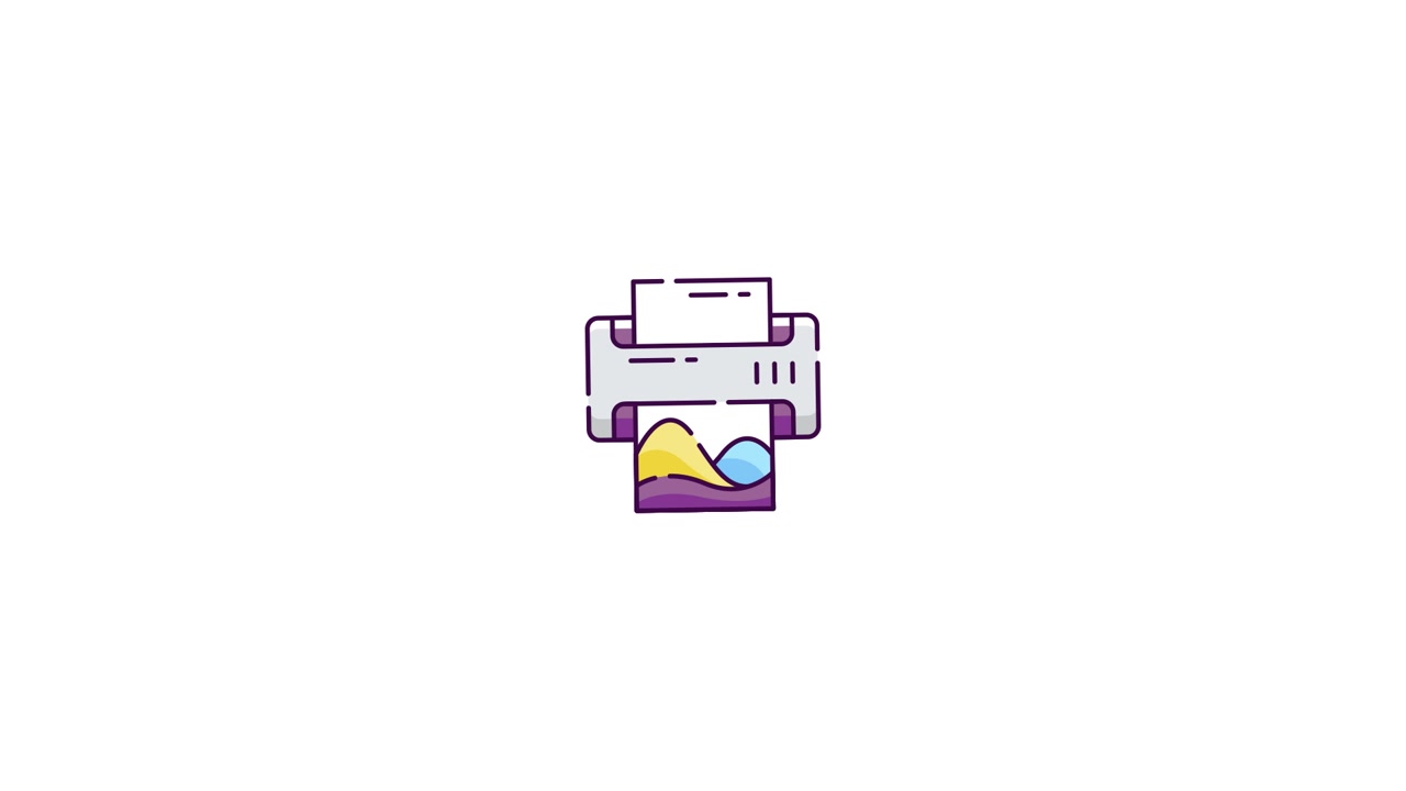 Animated Icon of a Printer Producing a Colorful Image