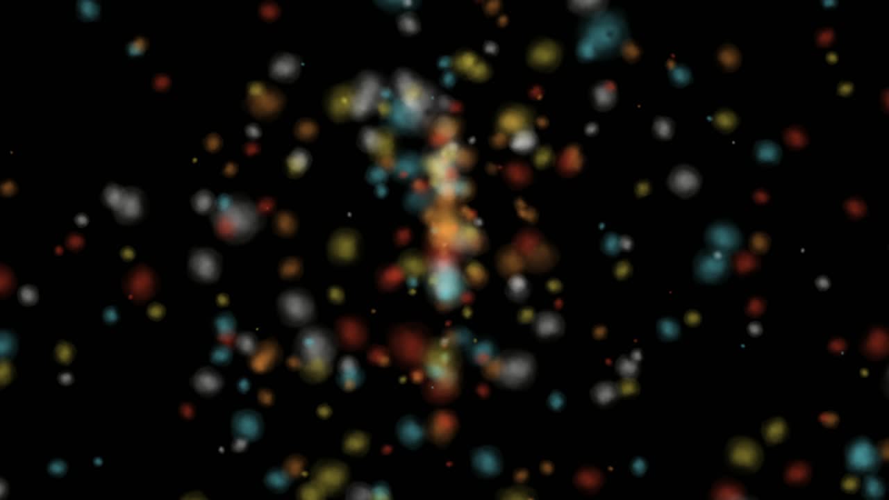 Multi coloured particle explosion simulation. 60 FPS