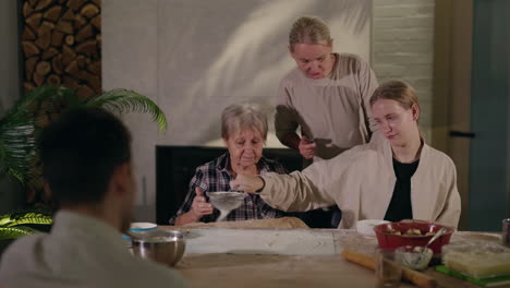 family baking together