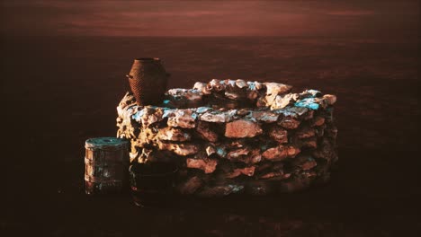 old stone water well in the desert