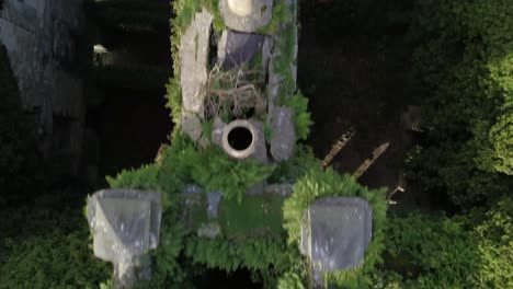 Impressive-bird's-eye-view-smoothly-passes-over-the-chimneys-of-Menlo-Castle,-Galway