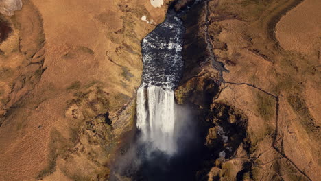 Drone-shot-of-skgafoss-waterfall